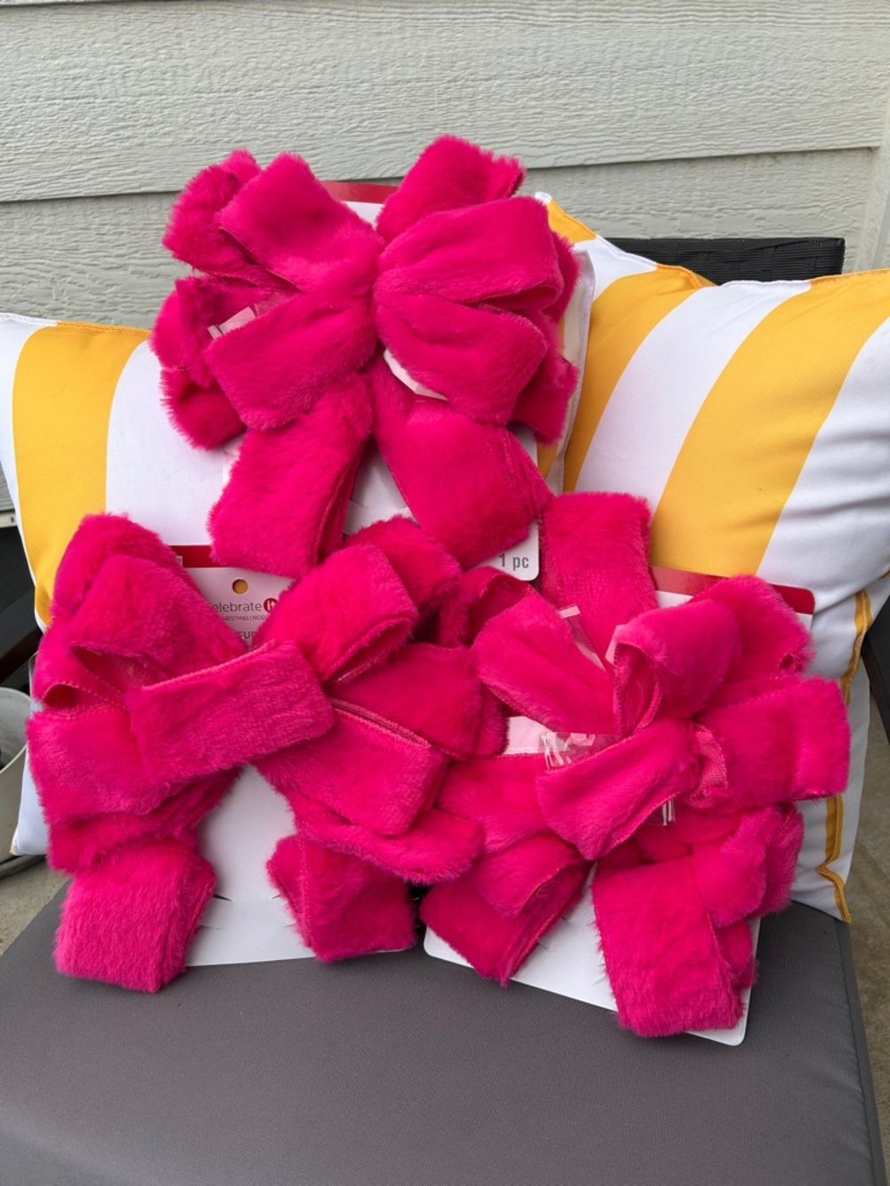 Three Oversized Faux Fur Bows